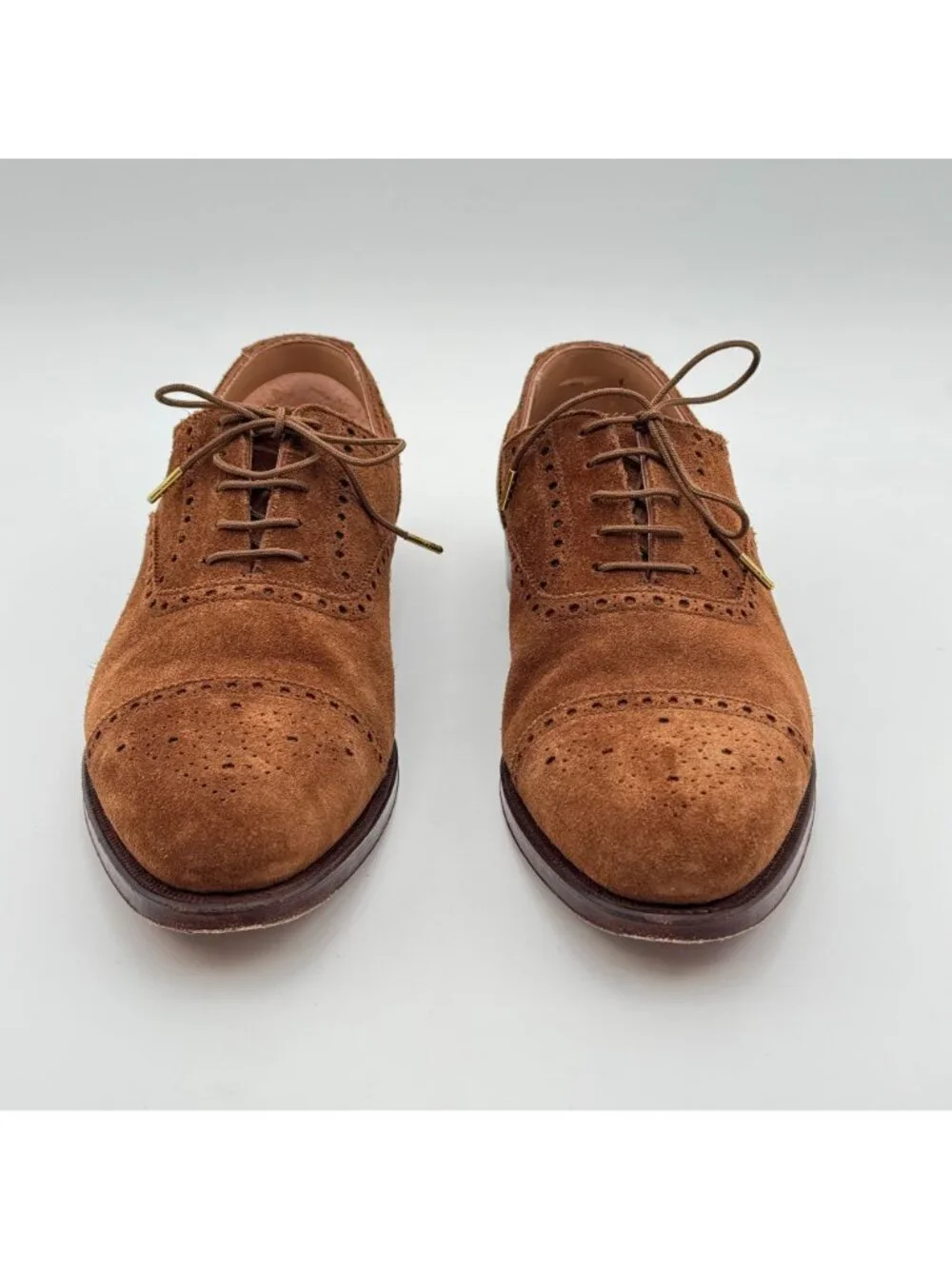 Crockett & Jones Westfield Tobacco Calf Suede Oxford Cap Toe Shoes UK 7.5/US 8.5
